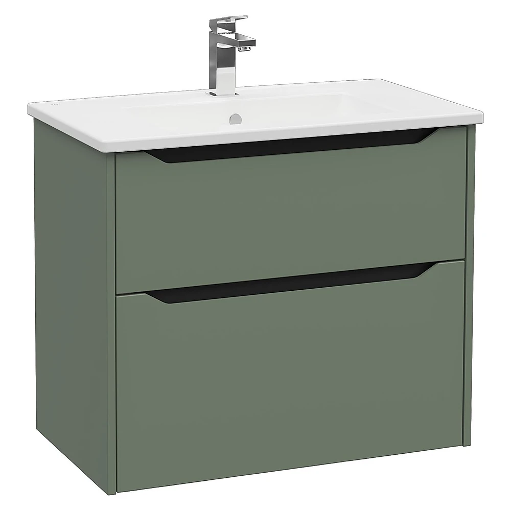 Vitra Integra Square 80 Cm Mat Yeşil İki Çekmeceli Lavabo Dolabı