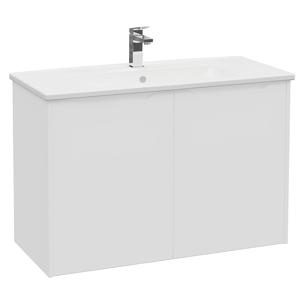 Vitra Integra Square 100 Cm Mat Beyaz İki Kapaklı Lavabo Dolabı
