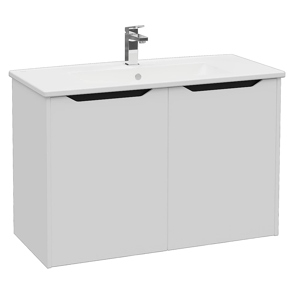 Vitra Integra Square 100 Cm Mat Açık Gri İki Kapaklı Lavabo Dolabı