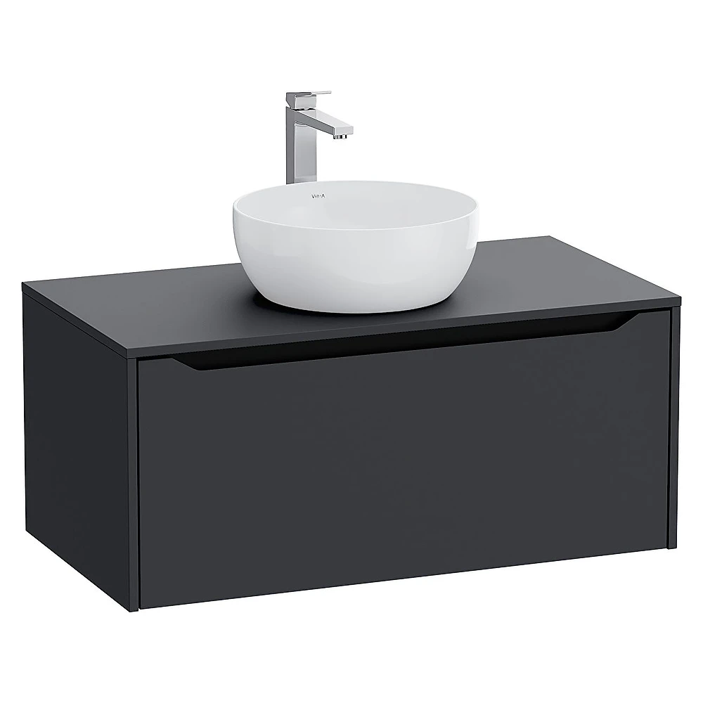 Vitra Integra Square 100 Cm Mat Grafit Lavabosuz Çanak Lavabo Uyumlu Dolap