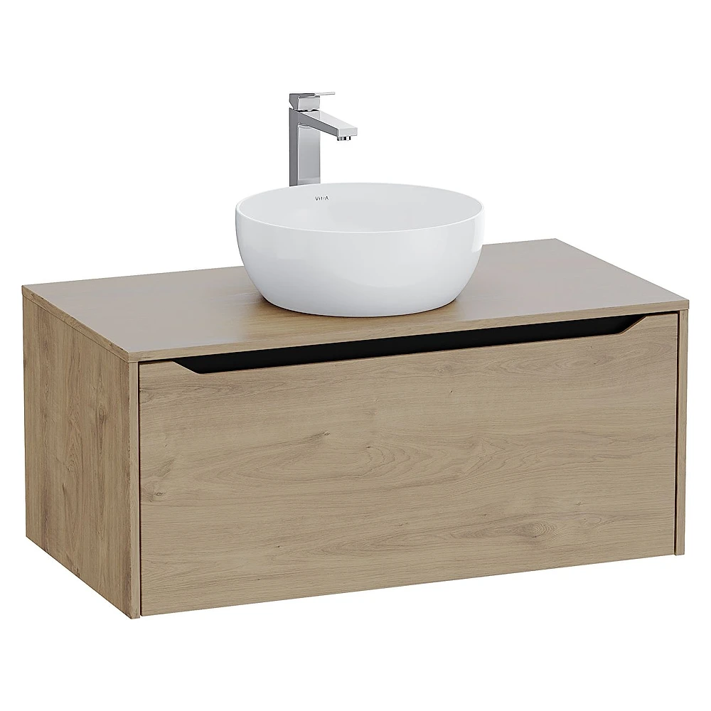 Vitra Integra Square 100 Cm Altın Meşe Lavabosuz Çanak Lavabo Uyumlu Dolap