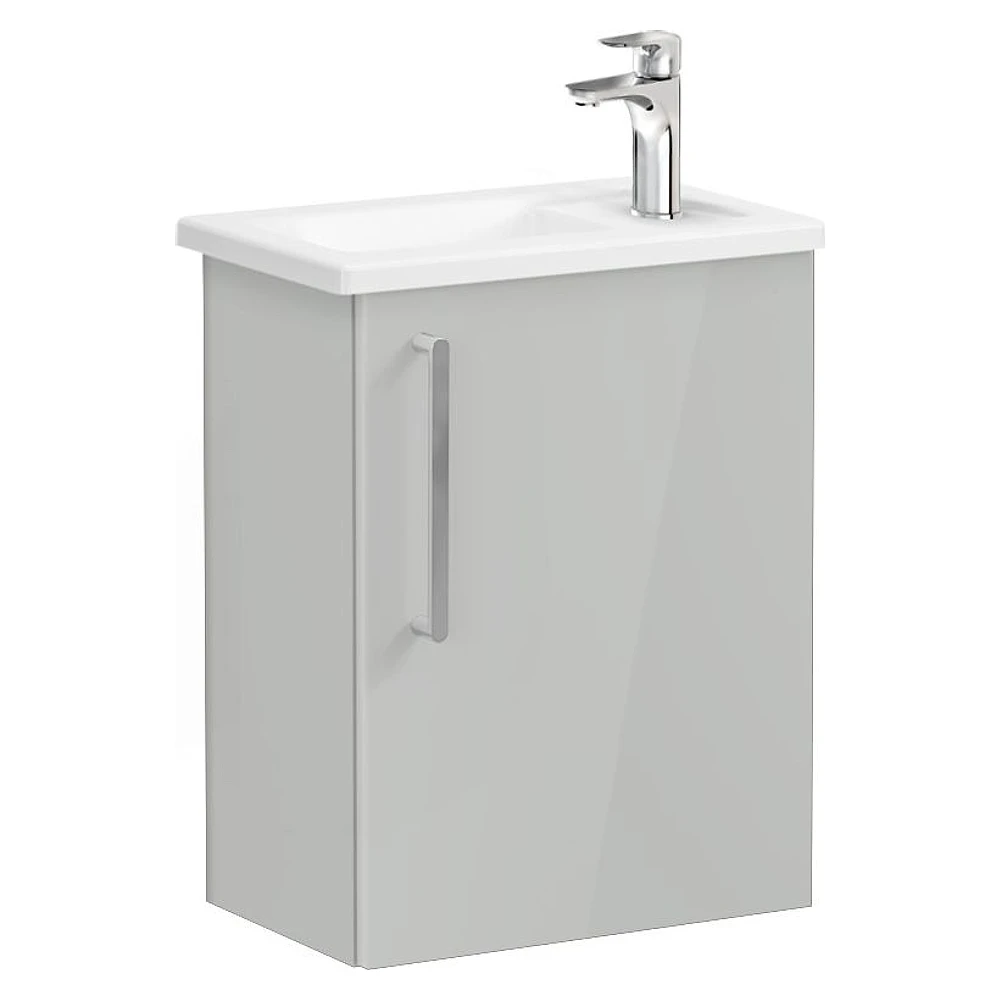 Vitra Root Flat 45 Cm Parlak İnci Grisi Dar Tek Kapaklı Sağ Lavabo Dolabı