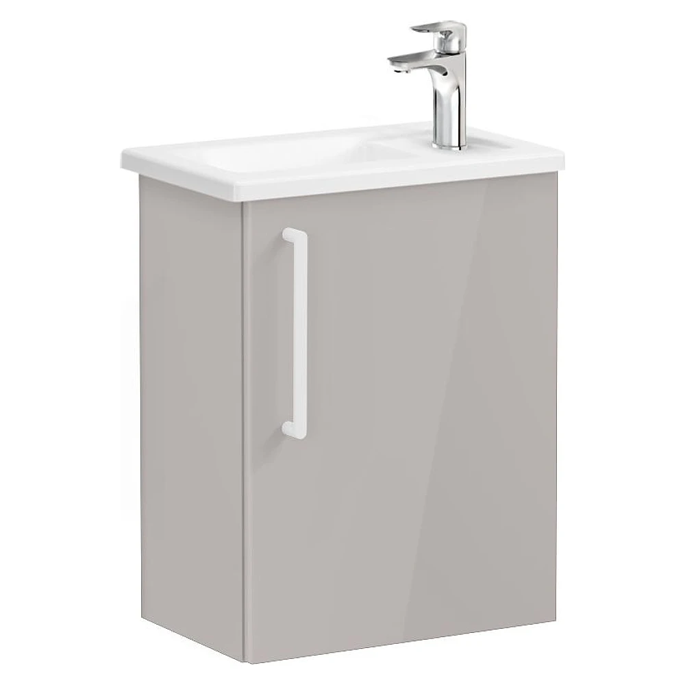 Vitra Root Flat 45 Cm Parlak Sahra Beji Dar Tek Kapaklı Sağ Lavabo Dolabı