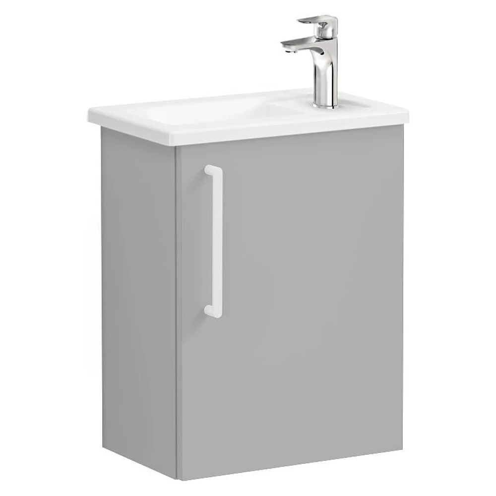 Vitra Root Flat 45 Cm Mat Kaya Gri Dar Tek Kapaklı Sağ Lavabo Dolabı