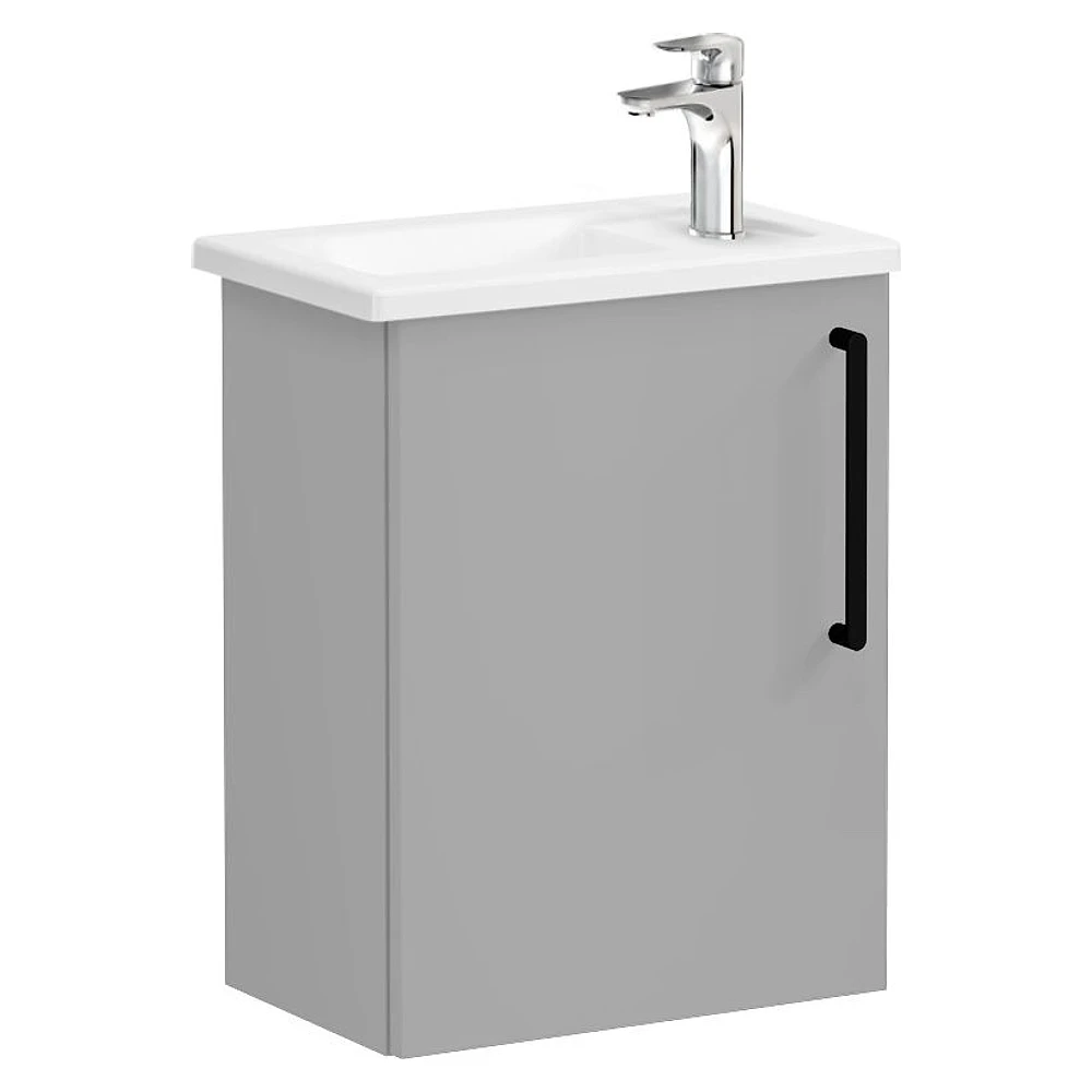 Vitra Root Flat 45 Cm Mat Kaya Gri Dar Tek Kapaklı Sol Lavabo Dolabı