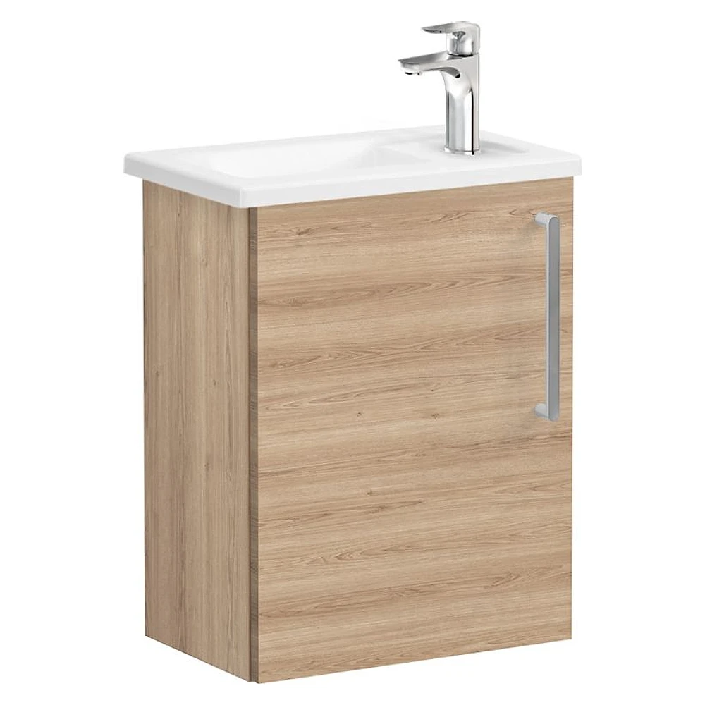Vitra Root Flat 45 Cm Doğal Meşe Dar Tek Kapaklı Sol Lavabo Dolabı