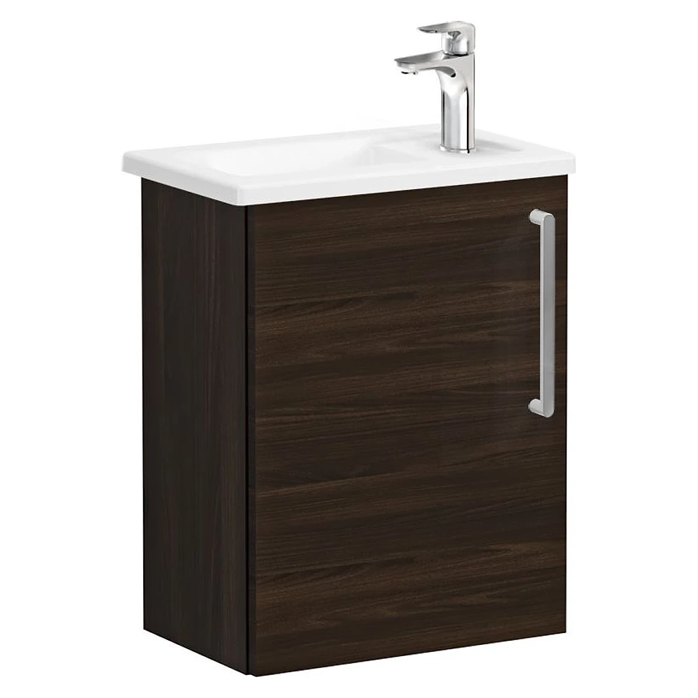 Vitra Root Flat 45 Cm Ceviz Dar Tek Kapaklı Sol Lavabo Dolabı
