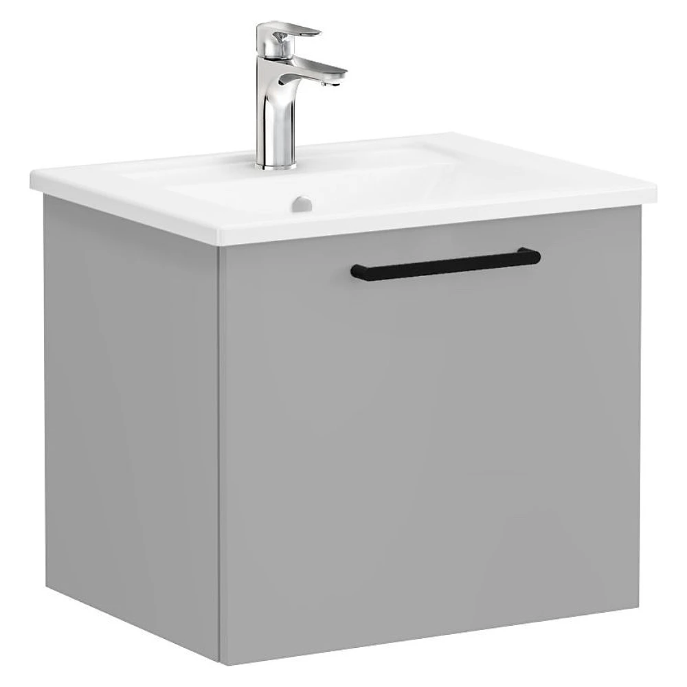 Vitra Root Flat 60 Cm Mat Kaya Gri Tek Çekmeceli Köşeli Lavabolu Lavabo Dolabı