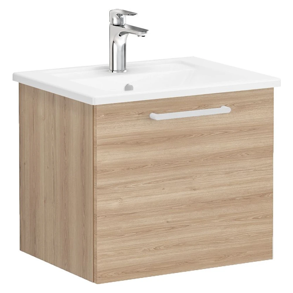 Vitra Root Flat 60 Cm Doğal Meşe Tek Çekmeceli Köşeli Lavabolu Lavabo Dolabı