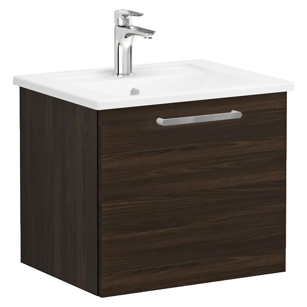 Vitra Root Flat 60 Cm Ceviz Tek Çekmeceli Köşeli Lavabolu Lavabo Dolabı