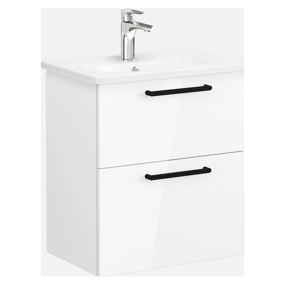 Vitra Root Flat 60 Cm Parlak Beyaz İki Çekmeceli Yuvarlak Lavabolu Lavabo Dolabı