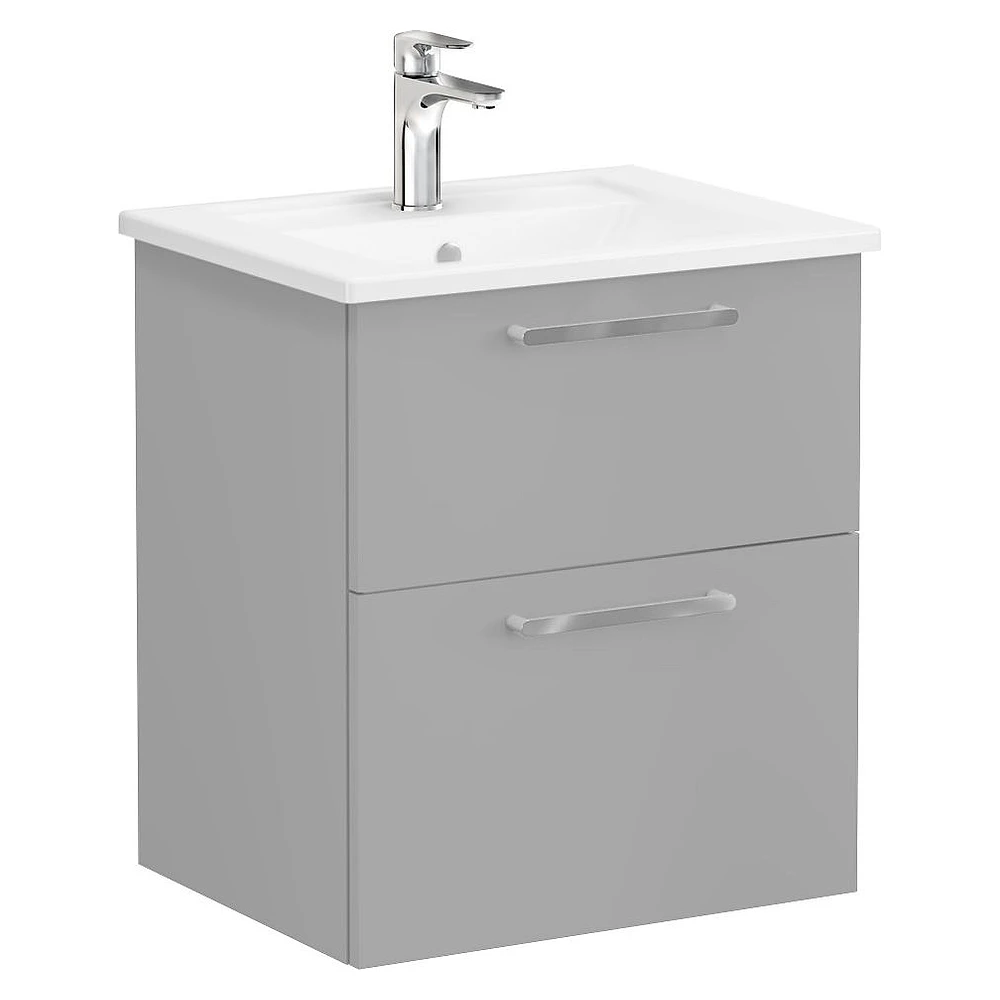 Vitra Root Flat 60 Cm Mat Kaya Gri İki Çekmeceli Köşeli Lavabolu Lavabo Dolabı