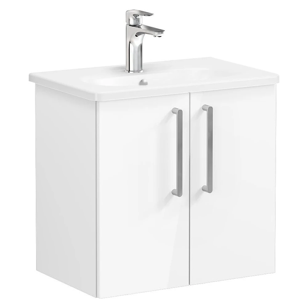 Vitra Root Flat 60 Cm Parlak Beyaz İki Kapaklı Yuvarlak Lavabolu Lavabo Dolabı
