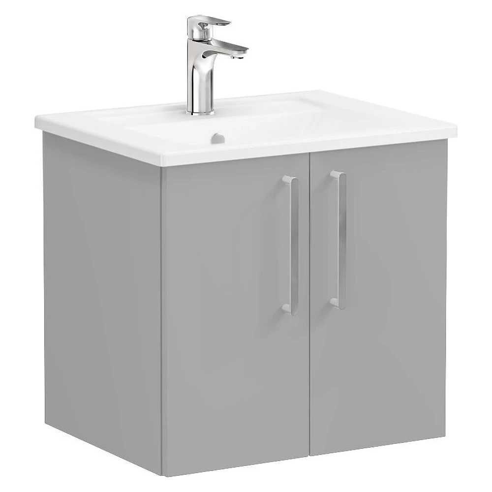 Vitra Root Flat 60 Cm Mat Kaya Gri İki Kapaklı Köşeli Lavabolu Lavabo Dolabı