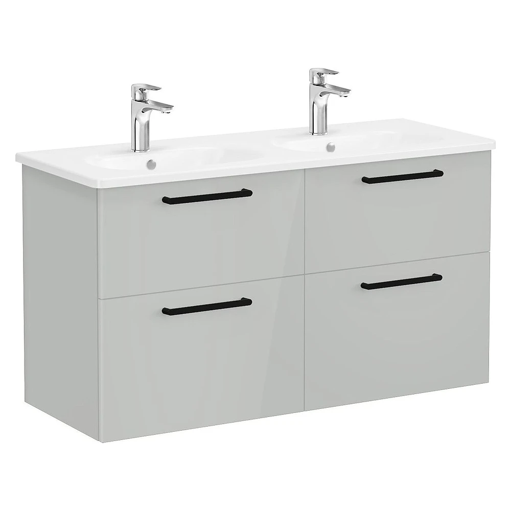 Vitra Root Flat 120 Cm Parlak İnci Grisi Dört Çekmeceli Yuvarlak Lavabolu Lavabo Dolabı