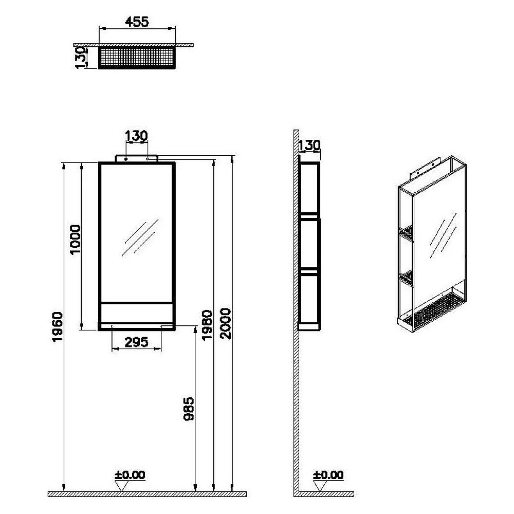 Vitra ArchiPlan 45 Cm Siyah Metal Çerçeveli Raflı Ayna 2