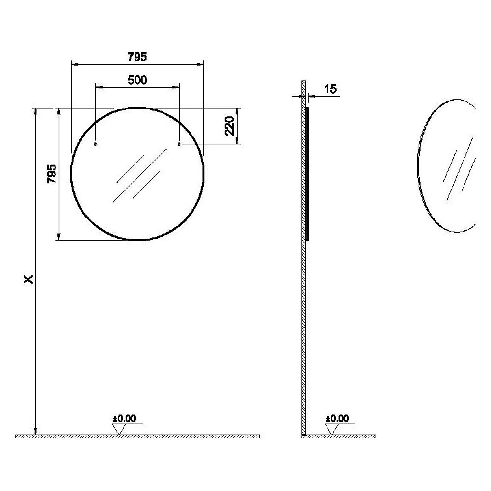 Vitra Base 80 Cm Fırçalanmış Krom Yuvarlak Ayna 2