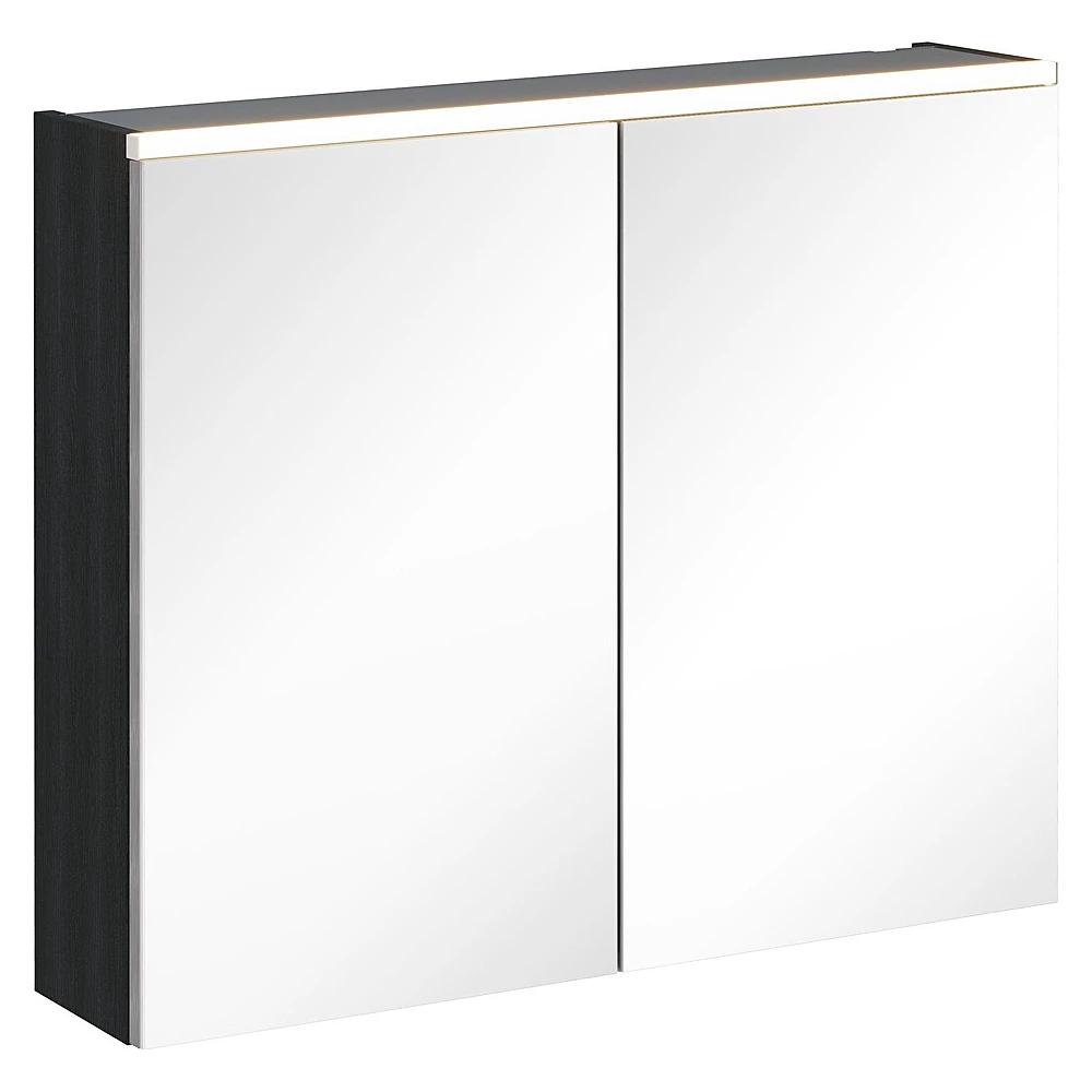Vitra Core 80 Cm Hareli Siyah Meşe Aydınlatmalı Dolaplı Ayna