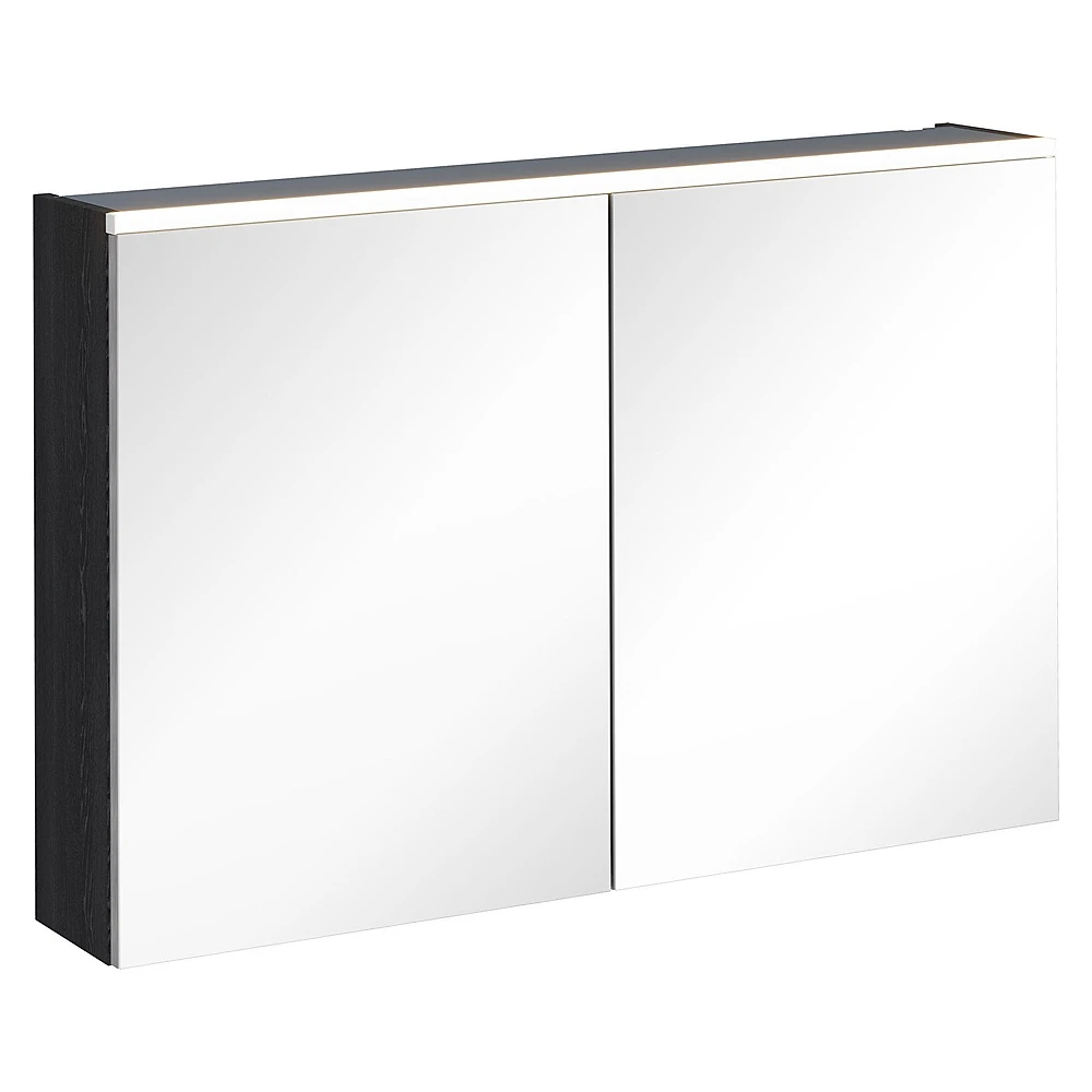 Vitra Core 100 Cm Hareli Siyah Meşe Aydınlatmalı Dolaplı Ayna