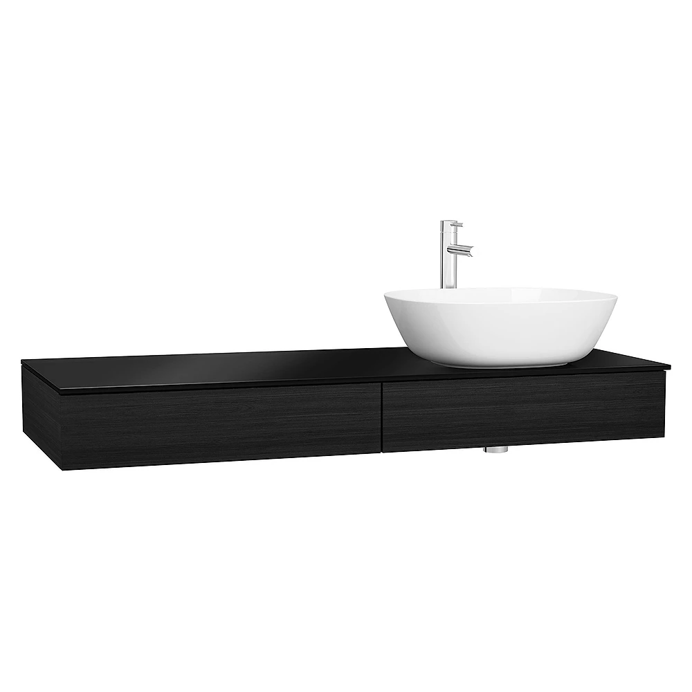 Vitra Origin 120 Cm Hareli Siyah Meşe İki Çekmeceli Sağ Sifonlu Tezgah Ünitesi