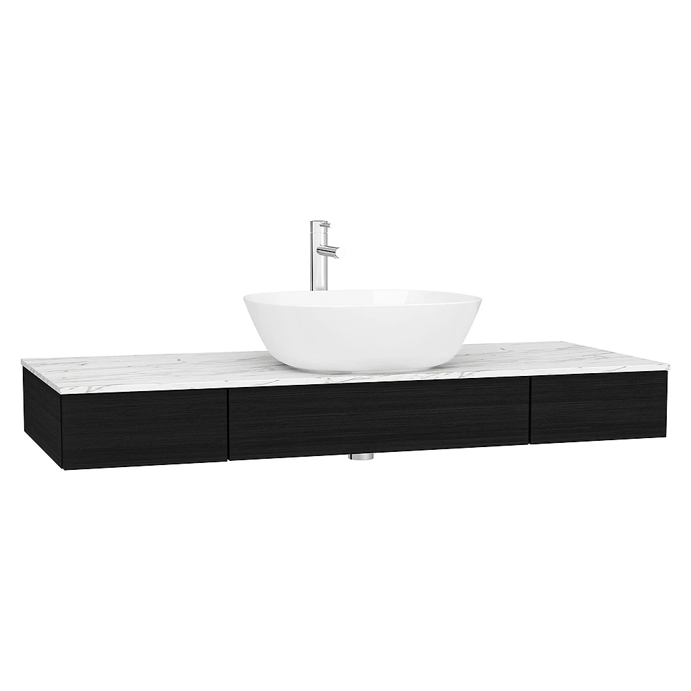 Vitra Origin 120 Cm Hareli Siyah Meşe İki Çekmeceli Orta Sifonlu Tezgah Ünitesi