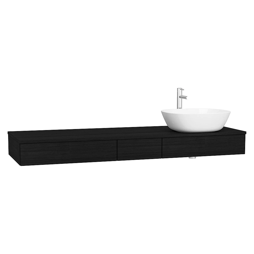 Vitra Origin 150 Cm Hareli Siyah Meşe Üç Çekmeceli Sağ Sifonlu Tezgah Ünitesi