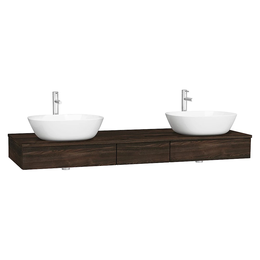 Vitra Origin 150 Cm Karaağaç Üç Çekmeceli Çift Sifonlu Tezgah Ünitesi