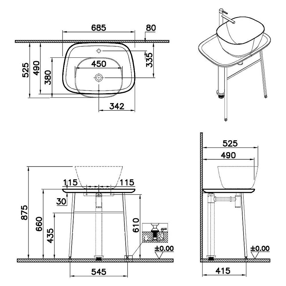 Vitra Plural 70 Cm Parlak Beyaz Tezgahlı Ayaklı Tezgah Ünitesi 2