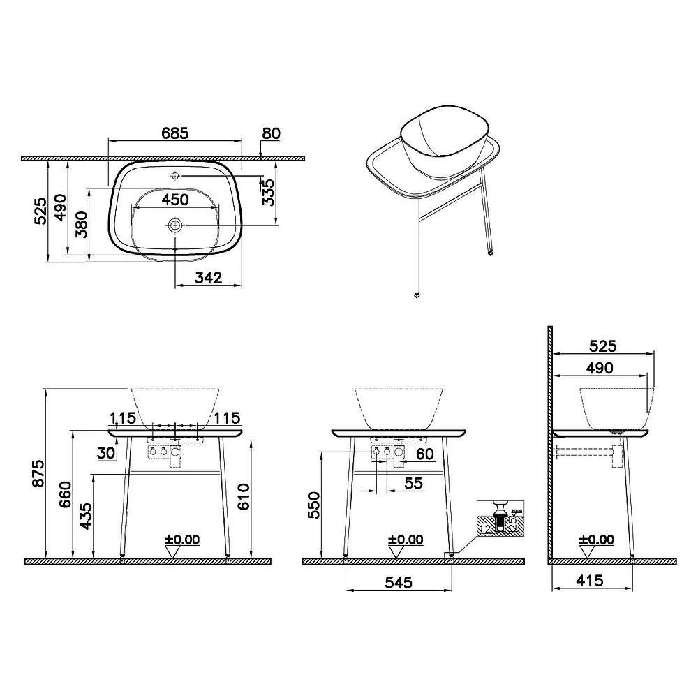 Vitra Plural 70 Cm Parlak Beyaz Tezgahlı Asma Tezgah Ünitesi 2