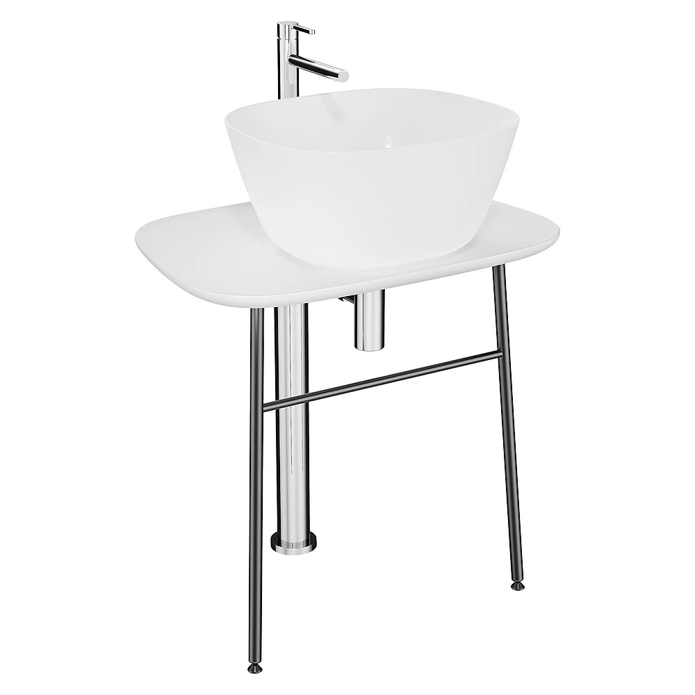 Vitra Plural 70 Cm Mat Beyaz Tezgahlı Ayaklı Tezgah Ünitesi