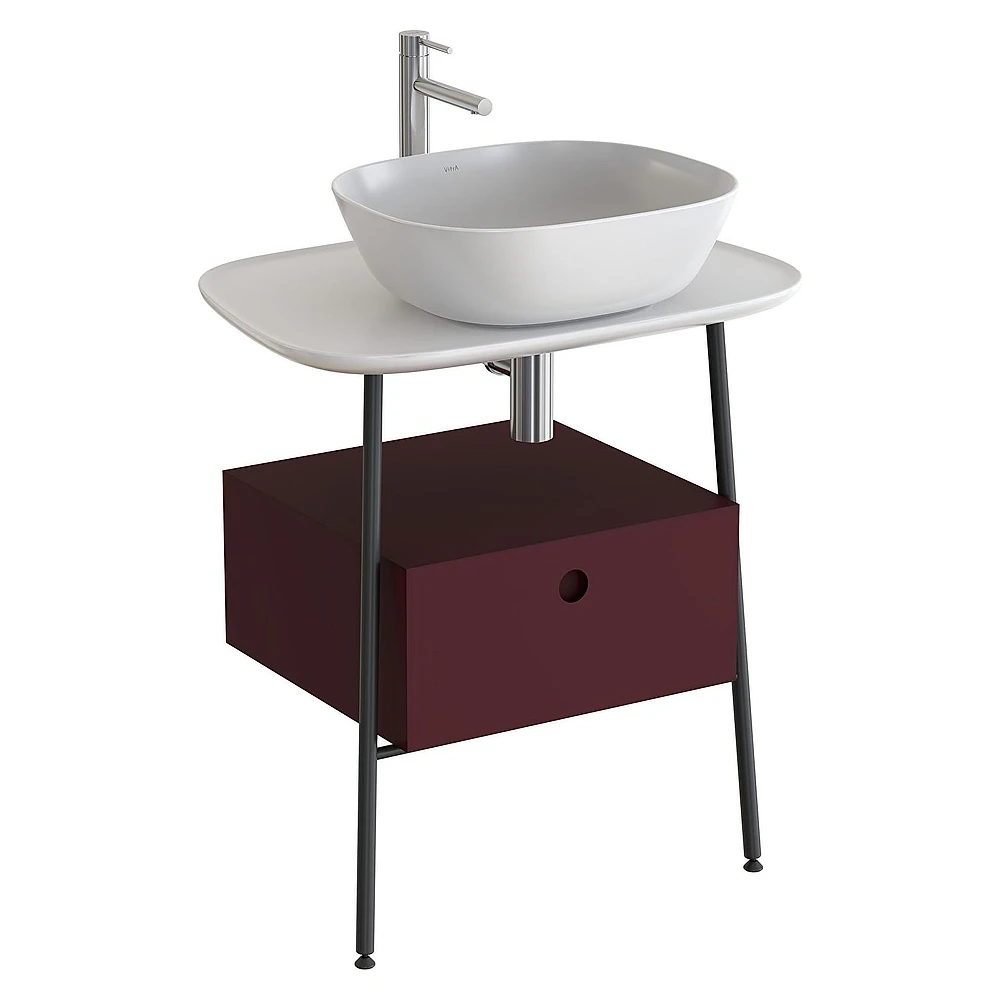 Vitra Plural 70 Cm Mat Bordo Parlak Beyaz Tezgahlı Asma Tezgah Ünitesi
