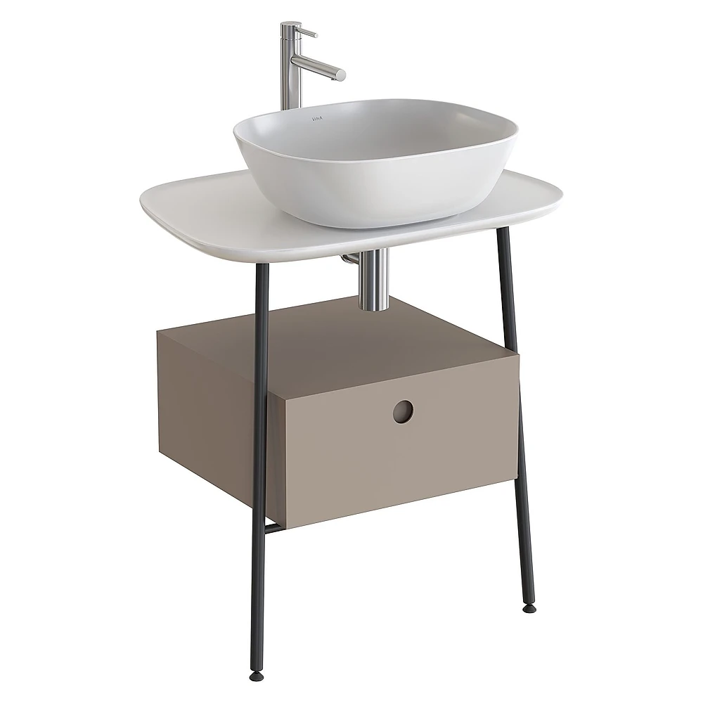 Vitra Plural 70 Cm Mat Soft Bej Parlak Beyaz Tezgahlı Asma Tezgah Ünitesi
