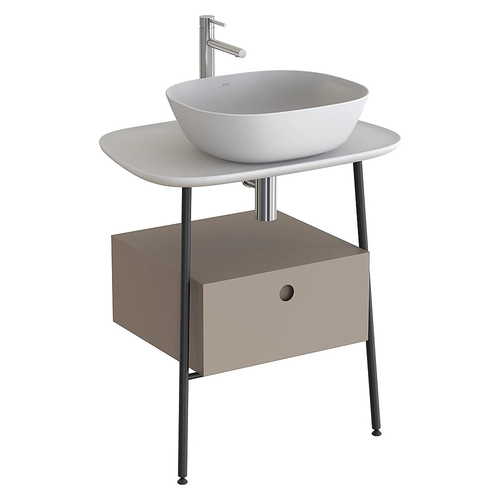 Vitra Plural 70 Cm Mat Soft Bej Mat Beyaz Tezgahlı Asma Tezgah Ünitesi