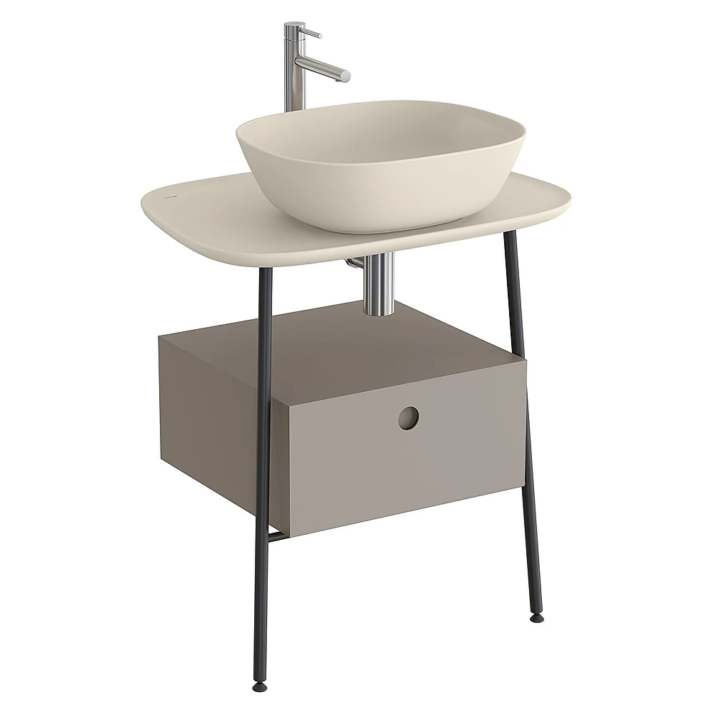 Vitra Plural 70 Cm Mat Soft Bej Mat Kum Beji Tezgahlı Asma Tezgah Ünitesi
