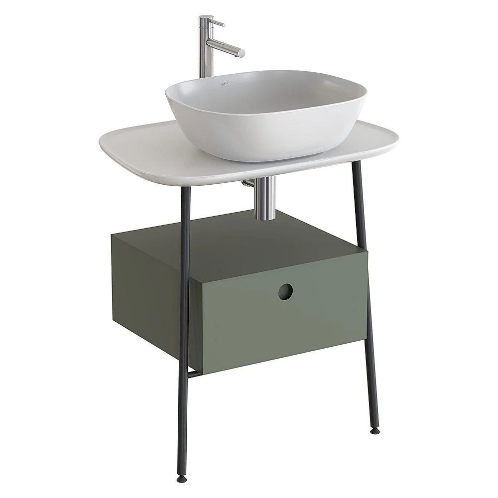 Vitra Plural 70 Cm Mat Retro Yeşil Parlak Beyaz Tezgahlı Asma Tezgah Ünitesi