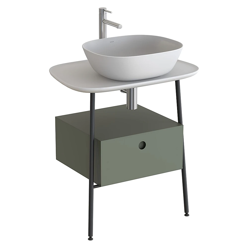 Vitra Plural 70 Cm Mat Retro Yeşil Mat Beyaz Tezgahlı Asma Tezgah Ünitesi