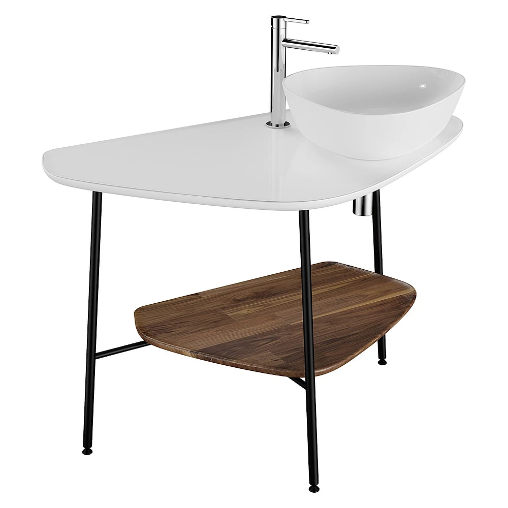 Vitra Plural 100 Cm Koyu Meşe Parlak Beyaz Tezgahlı Sağ Armatür Delikli Tezgah Ünitesi