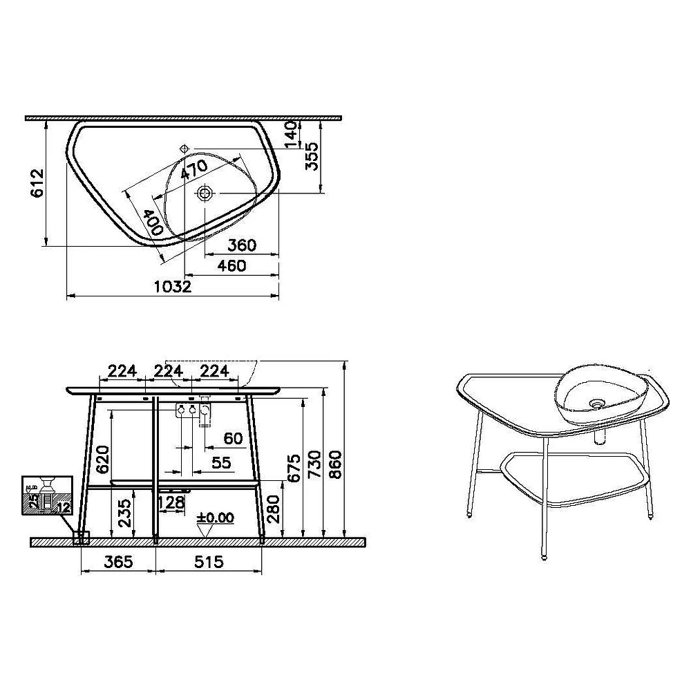 Vitra Plural 100 Cm Koyu Meşe Parlak Beyaz Tezgahlı Sağ Armatür Delikli Tezgah Ünitesi 2
