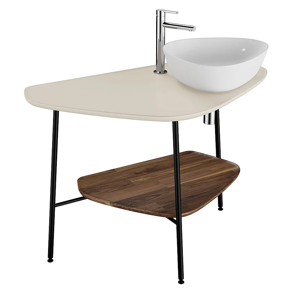 Vitra Plural 100 Cm Koyu Meşe Mat Kum Beji Tezgahlı Sağ Armatür Delikli Tezgah Ünitesi