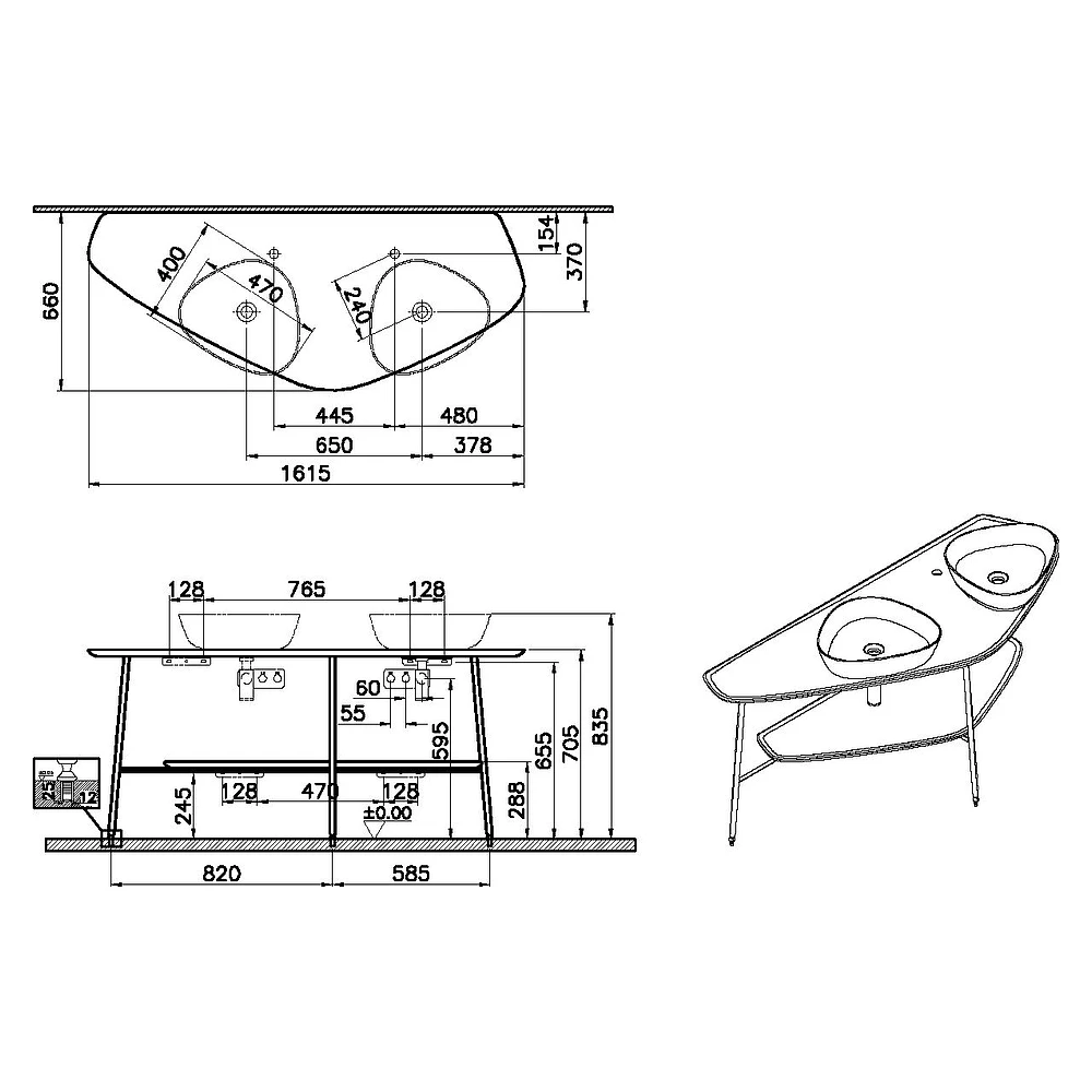 Vitra Plural 160 Cm Koyu Meşe Tezgahlı Tezgah Ünitesi 2