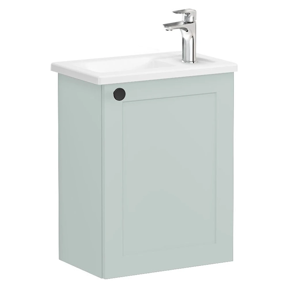 Vitra Root Classic 45 Cm Mat Retro Yeşil Tek Kapaklı Dar Sağ Köşeli Lavabolu Lavabo Dolabı