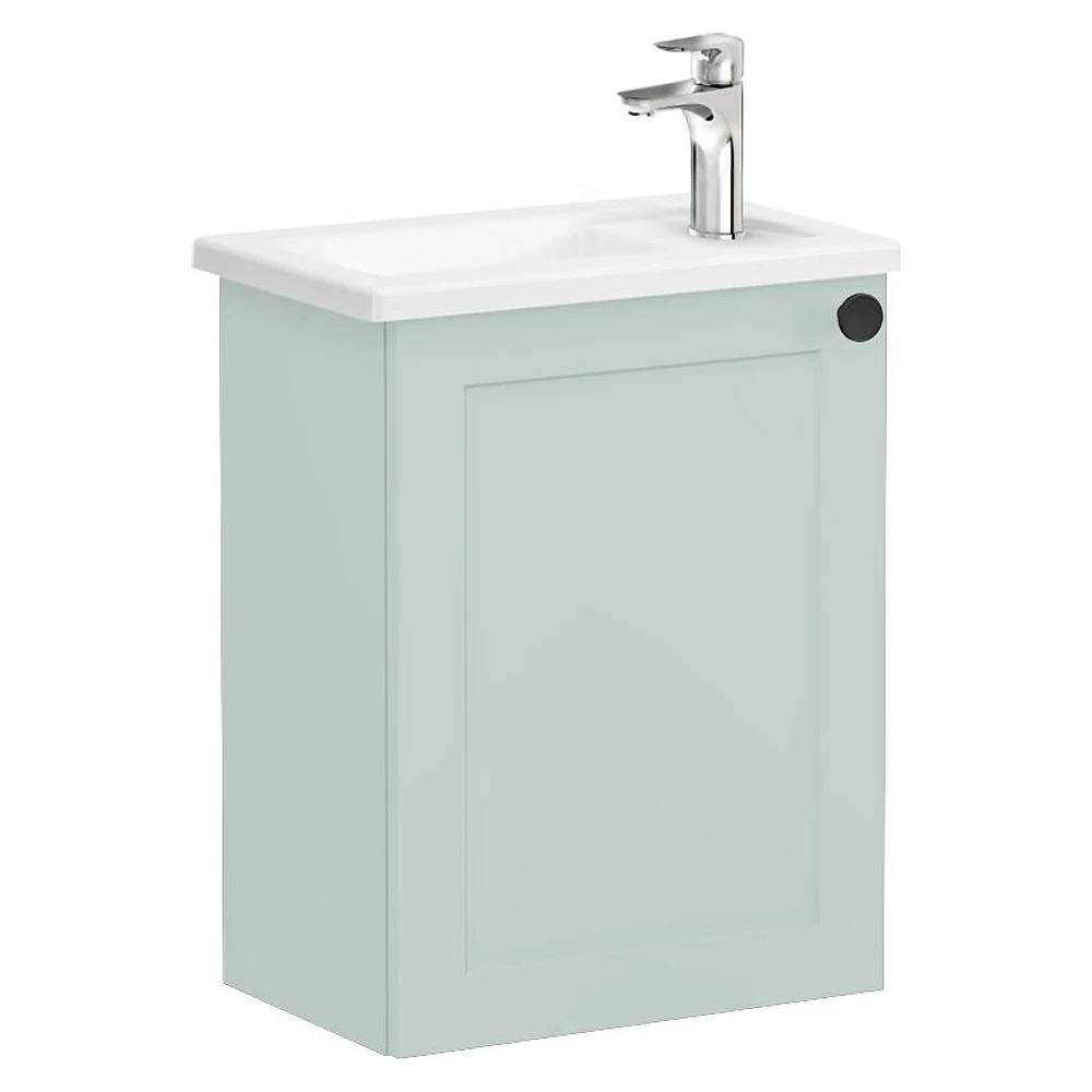 Vitra Root Classic 45 Cm Mat Retro Yeşil Tek Kapaklı Dar Sol Köşeli Lavabolu Lavabo Dolabı