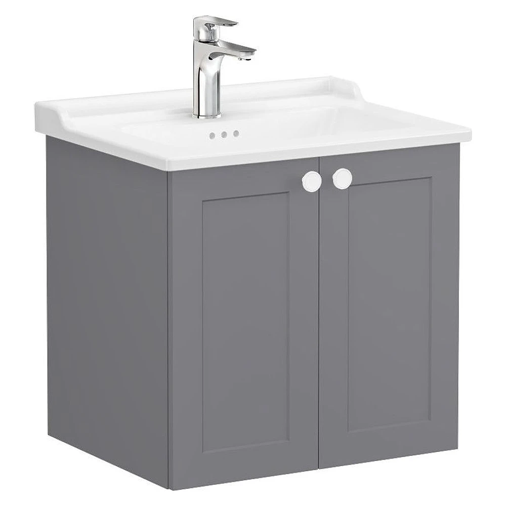 Vitra Root Classic 60 Cm Mat Gri İki Kapaklı Lavabo Dolabı