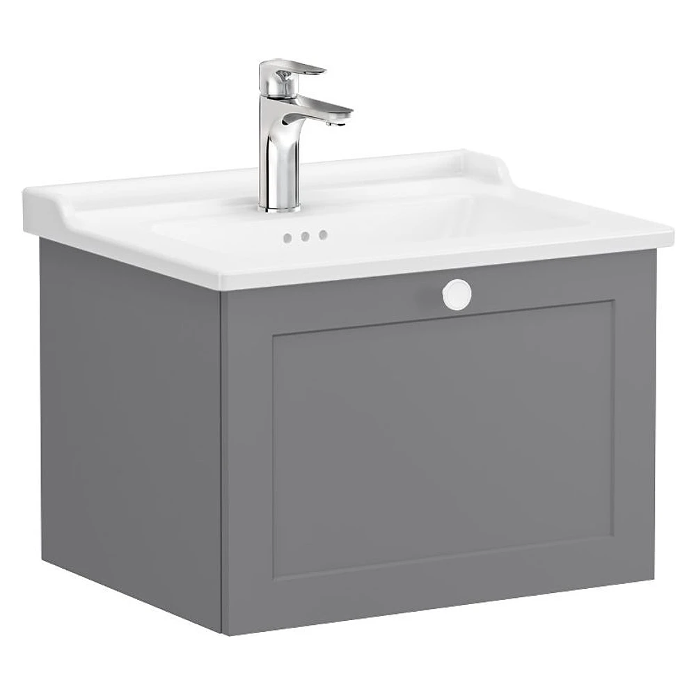 Vitra Root Classic 60 Cm Mat Gri Tek Çekmeceli Lavabo Dolabı