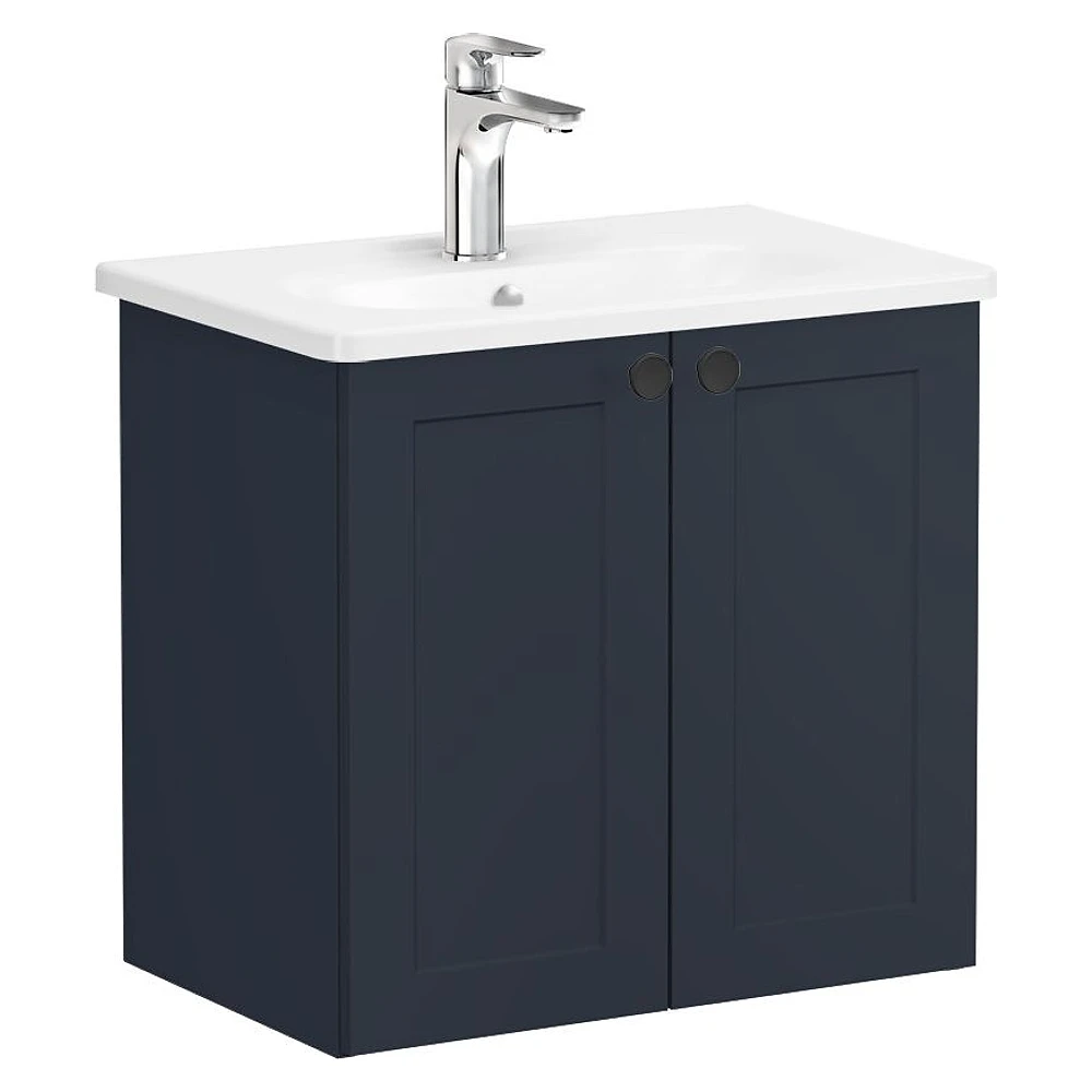 Vitra Root Classic 60 Cm Mat Lacivert İki Kapaklı Dar Yuvarlak Lavabolu Lavabo Dolabı