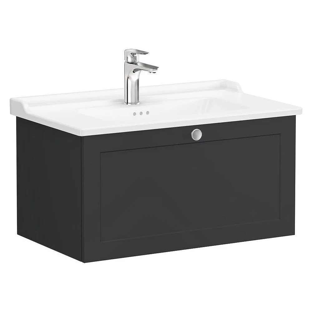 Vitra Root Classic 80 Cm Mat Grafit Tek Çekmeceli Lavabo Dolabı