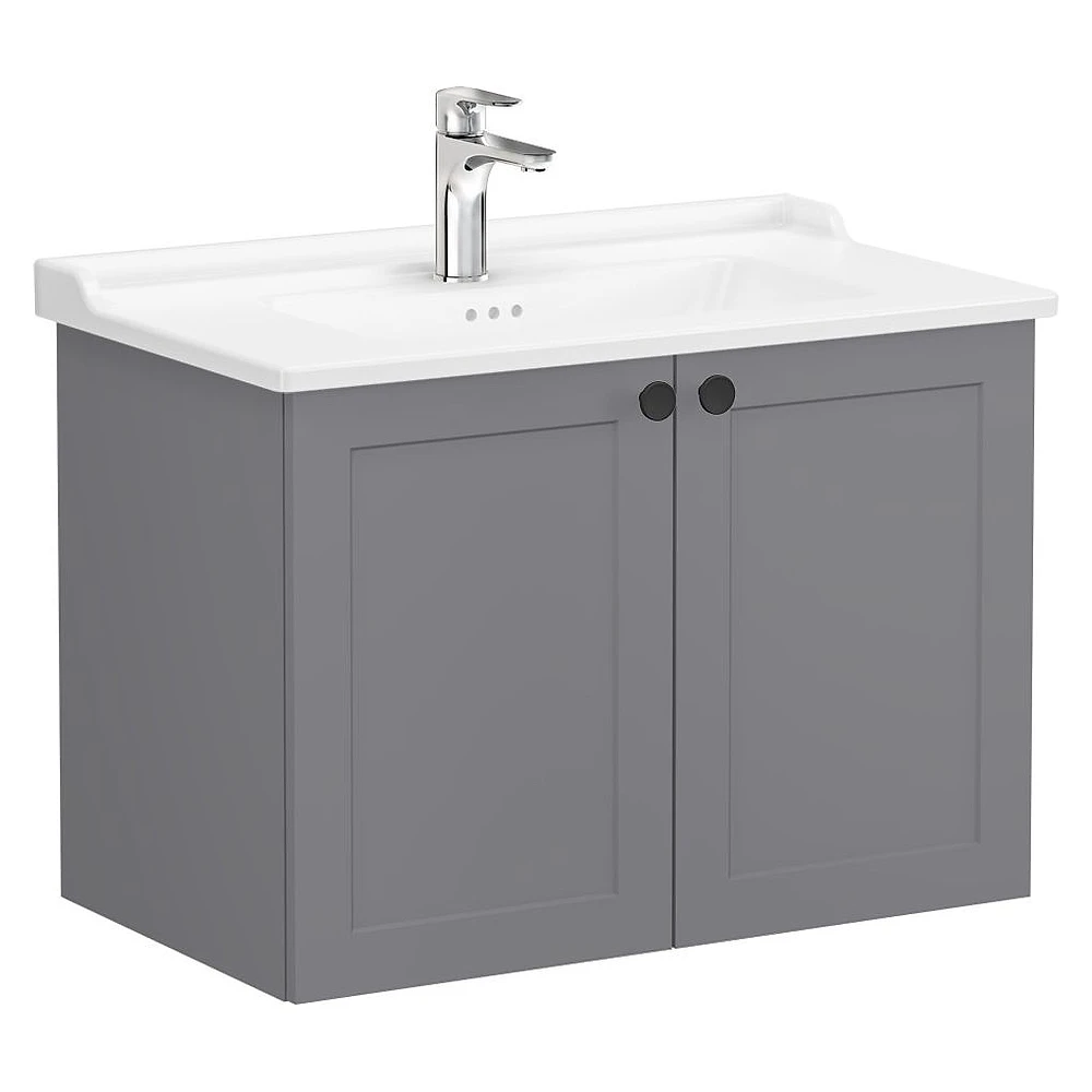 Vitra Root Classic 80 Cm Mat Gri İki Kapaklı Lavabo Dolabı