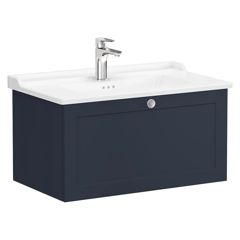 Vitra Root Classic 80 Cm Mat Lacivert Tek Çekmeceli Lavabo Dolabı