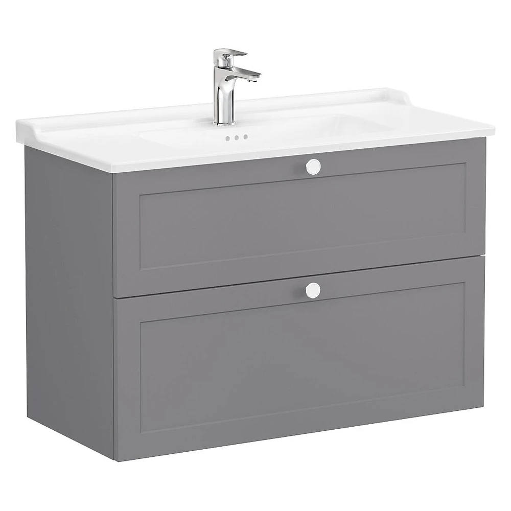Vitra Root Classic 100 Cm Mat Gri İki Çekmeceli Lavabo Dolabı