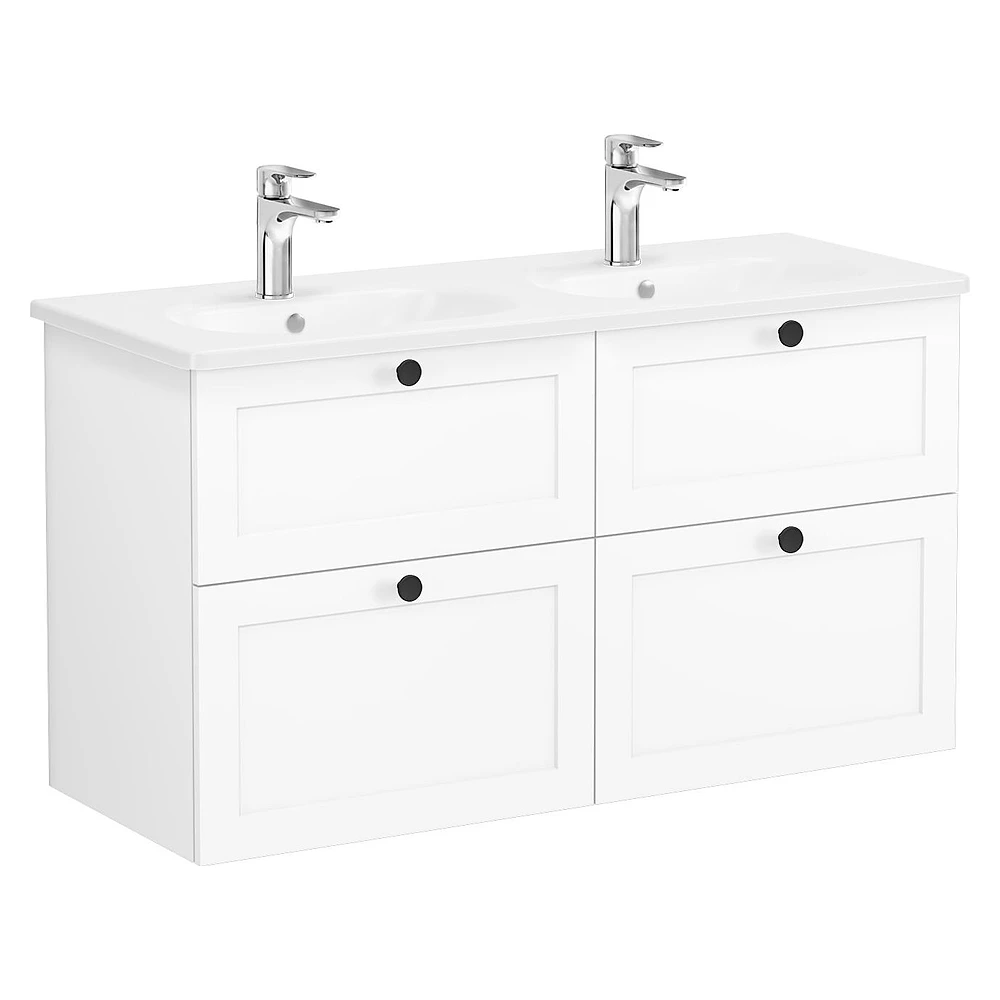 Vitra Root Classic 120 Cm Mat Beyaz Dört Çekmeceli Yuvarlak Lavabolu Lavabo Dolabı